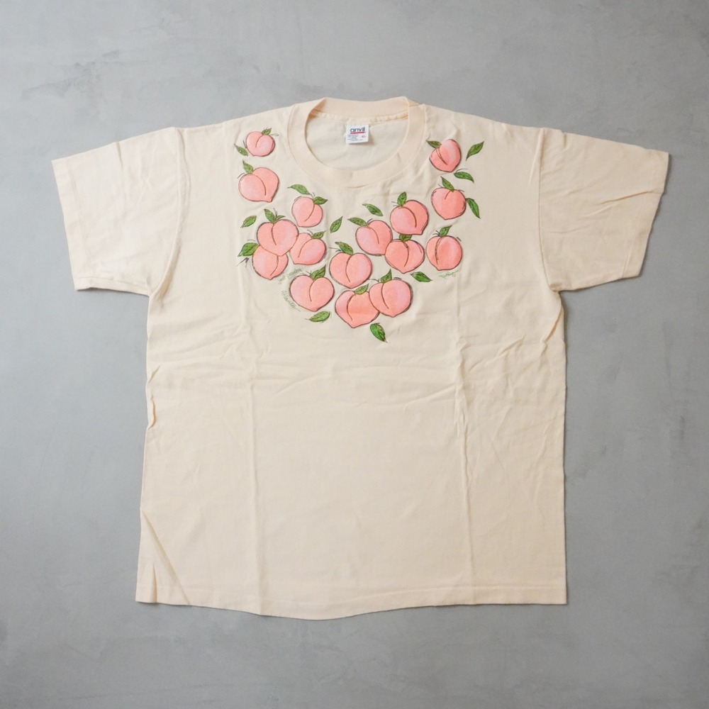 Vintage Atlanta Georgia T-Shirt XL 90s Cream Just Peachy Glitter USA Made